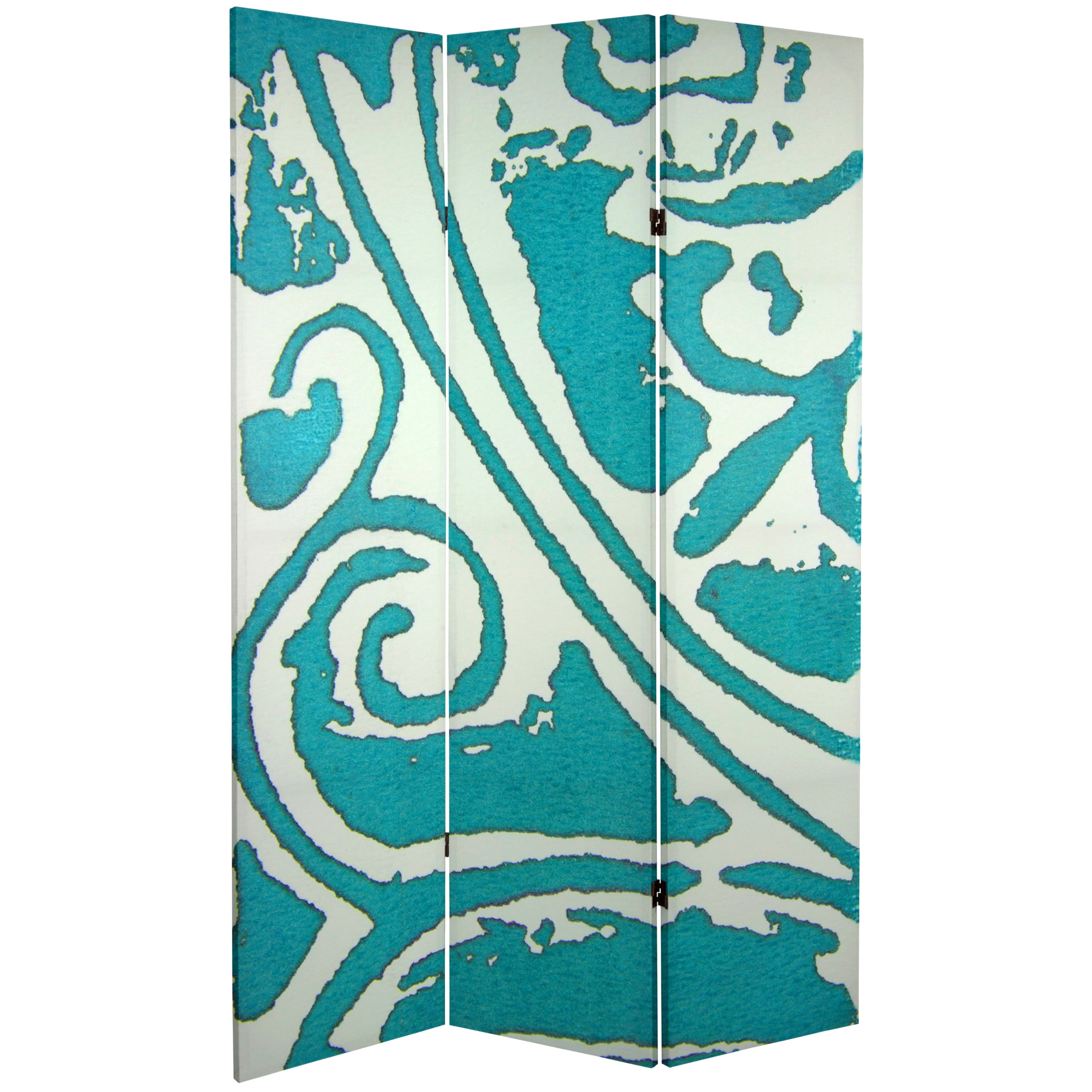 Oriental Furniture 6 ft. Tall Teal Vineyard Canvas Room Divider - 3