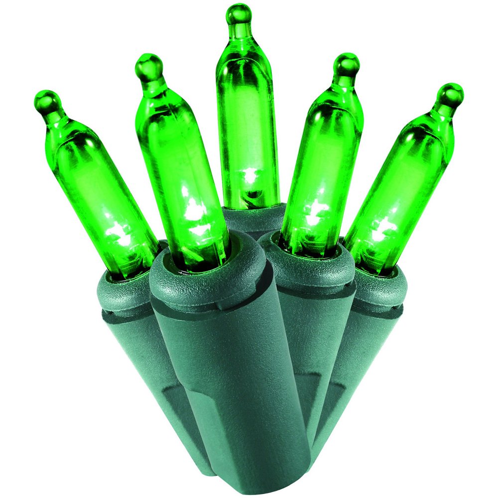 Holiday Time Christmas Lights LED Green Mini Lights, 100Count