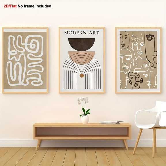[2D Flat] 3pcs Frameless Decorative Canvas Art, 2D Flat Print, Abstract Picasso Portrait Wall Art in Minimalist Mid-Century Modern Bohemian Style for Home, Bedroom, and Living Room Decoration, 2D Fl