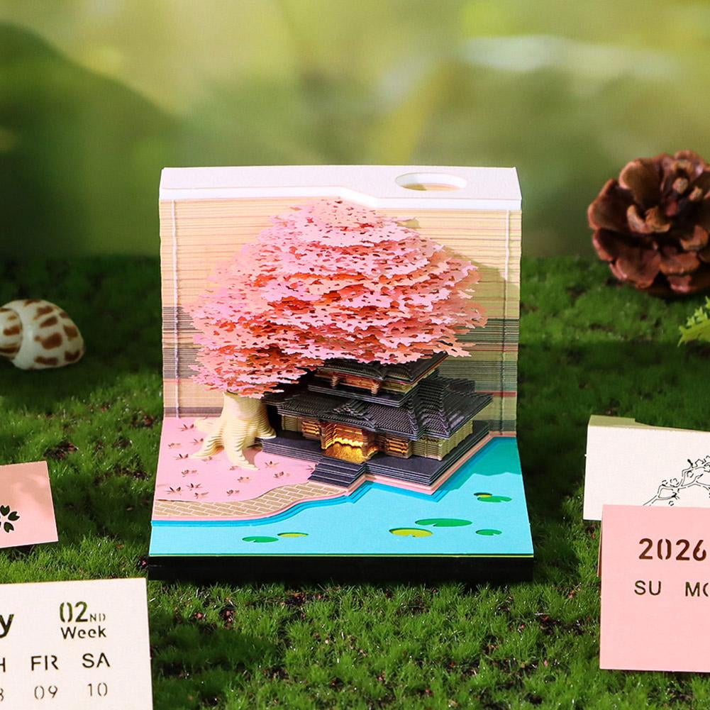 3D Calendar 2026 Unique Paper Sculpture Sticks,2026 Desktop calendar Tear-off Page Carved DIY Art Craft for Thanksgiving Christmas Housewarming Office Desktop Decoration