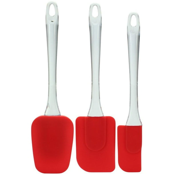 Flexible 3Piece Silicone Spatula Set, Heat Resistant And BPA Free (Red