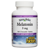Natural Factors Stress-Relax Melatonin 3 mg, Resets the Sleep-Wake Cycle, Peppermint, 180 Chewable Tablets