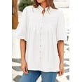 thumbnail image 7 of PRETTYGARDEN Women's Summer Short Lantern Sleeve Tops Loose Fit Button Down Shirt Casual Pleated V Neck Blouses, 7 of 7