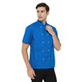 thumbnail image 3 of TOPTIE Short Sleeve Chef Coat Jacket Royal Blue Lightweight Button Chef Uniform, 3 of 9
