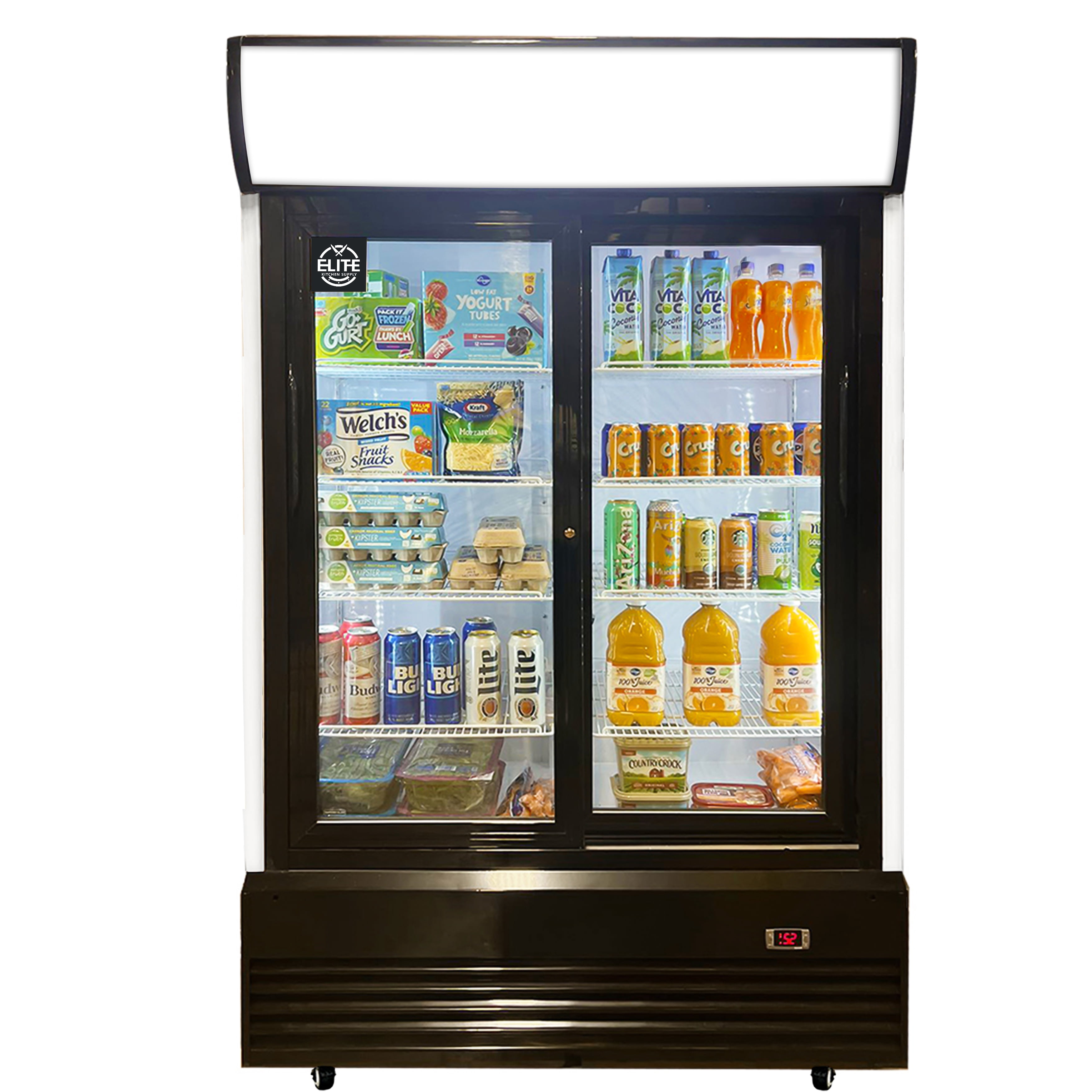 NSF 48 in. Sliding Door Commerical Refrigerator 31 Cu.Ft. Glass Door Display, Auto Defrost, Lockable