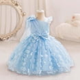 thumbnail image 2 of Robes pour Filles Robe de Princesse pour Tout-Petites Robe de Fête Premier Anniversaire avec Broderie de Fleurs 3D Robes pour Bébé Bleu 7 Ans-8 Ans, 2 of 6