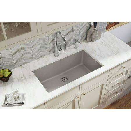 Photo 1 of Elkay ELGRU13322 Gourmet 33" Single Basin Undermount Quartz Kitchen Sink with Rear Drain - Greige