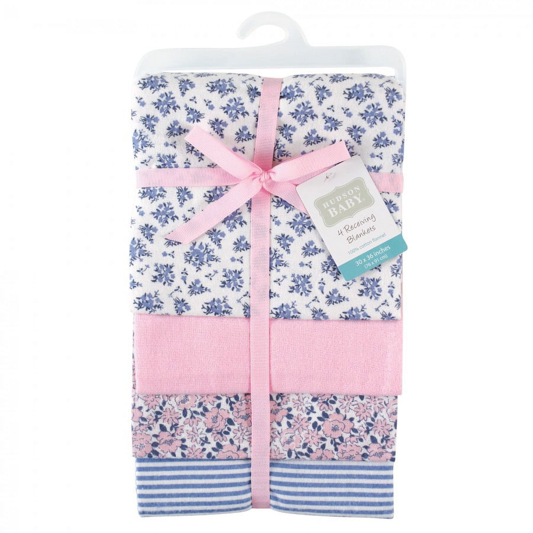 Hudson Baby Infant Girl Cotton Flannel Receiving Blankets, Classic Floral, One Size