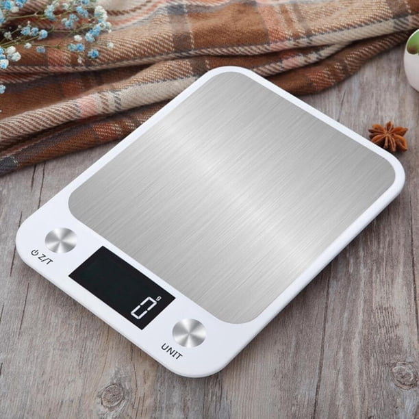 Báscula de cocina digital para alimentos, multifunción que mide en gramos y onzas para cocinar y hornear, graduación de 1 g / 0,1 , p Batería Blanca 5kg perfecl balanzas de cocina digitales