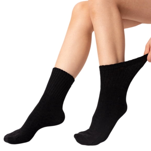 JQ Copper Diabetic Socks 3-Pair Non-Binding Seamless Orthopedic Socks for Swollen Feet, Edema & Pain Relief for Men & Women Black