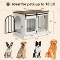 thumbnail image 2 of Dog Crate Furniture, 39.4" Dog Kennel for Dogs Up to 70 Lb, with Bed Mat, Heavy-Duty Dog Cage End Table, Three Doors Dog House, White/Brown, 2 of 8