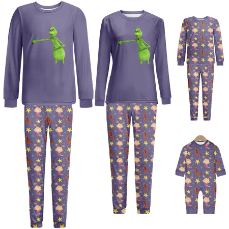

FUNIER Family Christmas Pajamas Christmas Print Sizes for Adult-Kids-Baby-Pet 2 Pieces Top and Pants Bodysuits Pajamas Sets