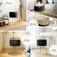thumbnail image 3 of LammaLoe Small Round Ottoman with Storage, Boucle Ottoman Foot Stool with Lid, Upholstered Vanity Stool for Living Room & Bedroom, Black, 3 of 8