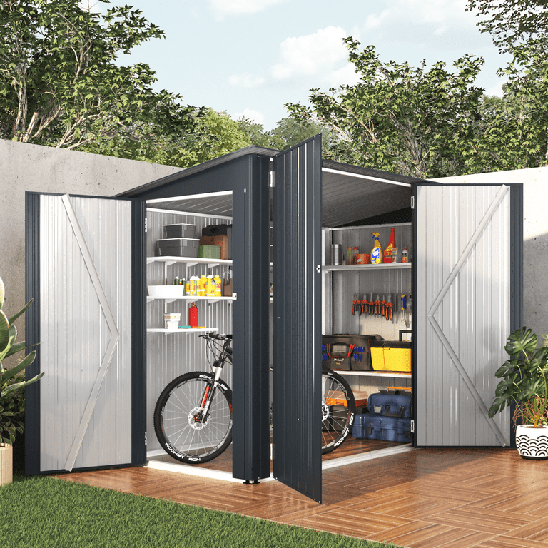 AECOJOY 4x7.5ft Easy Assembly Backyard Metal Storage Shed with