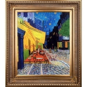 La Pastiche  Vincent Van Gogh 'Cafe Terrace at Night (Luxury Line)' Hand Painted Framed Oil Reproduction on Canvas