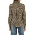 thumbnail image 3 of MODA NOVA Junior's Long Sleeve Button Down Ditsy Floral Shirt Brown L, 3 of 5