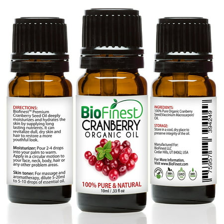BioFinest Cranberry Seed Organic Oil - 100% Pure Cold-Pressed - Best Moisturizer For Hair Face Skin Acne Sunburn Cuts Wrinkle Scars Eczema - Essential Antioxidant, Vitamin E - FREE E-Book (Best Oil For Acne Skin)