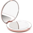 thumbnail image 2 of Fancii Led Lighted Travel Makeup Mirror, 1x/10x Magnification - Daylight Led, Compact, Portable, Large 5" Wide Illuminated Folding Mirror (lumi) Rose, 2 of 5