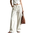 thumbnail image 2 of Stralyhd Wide Leg Pants Woman Corduroy High Waisted Button Up Work Pants Women Trendy Business Casual Outfits Comfort Fit Trousers White M, 2 of 4