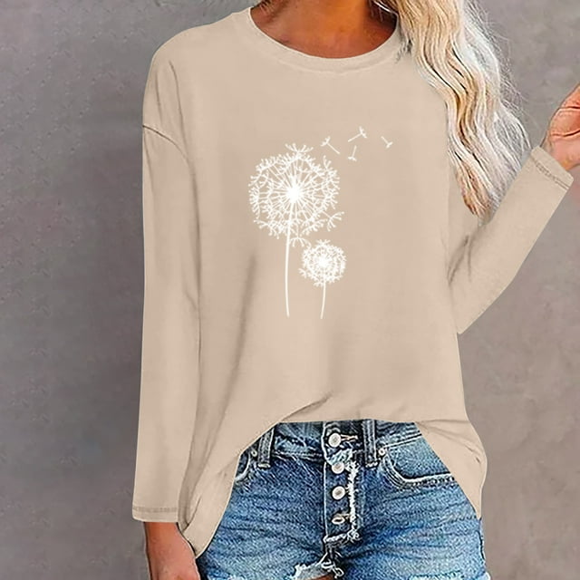 Birdeem T-Shirt Imprimé Mode pour Femmes Manches Longues Blouse Col Rond Hauts Décontractés