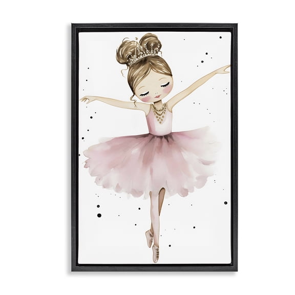 Stupell Industries Cottage Pointe Princess in Pink Tutu Black Floating Frame Canvas Art, 17 x 25, by Creative Studio