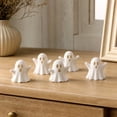thumbnail image 5 of 5pcs Mini White Ghost Figurines, Resin Halloween Ghost Statues with Hollow Face Designs, Small Spooky Tabletop Decorations for Tiered Tray, Shelf, Mantel, Desk and Seasonal Home Decor, White, 5 of 6