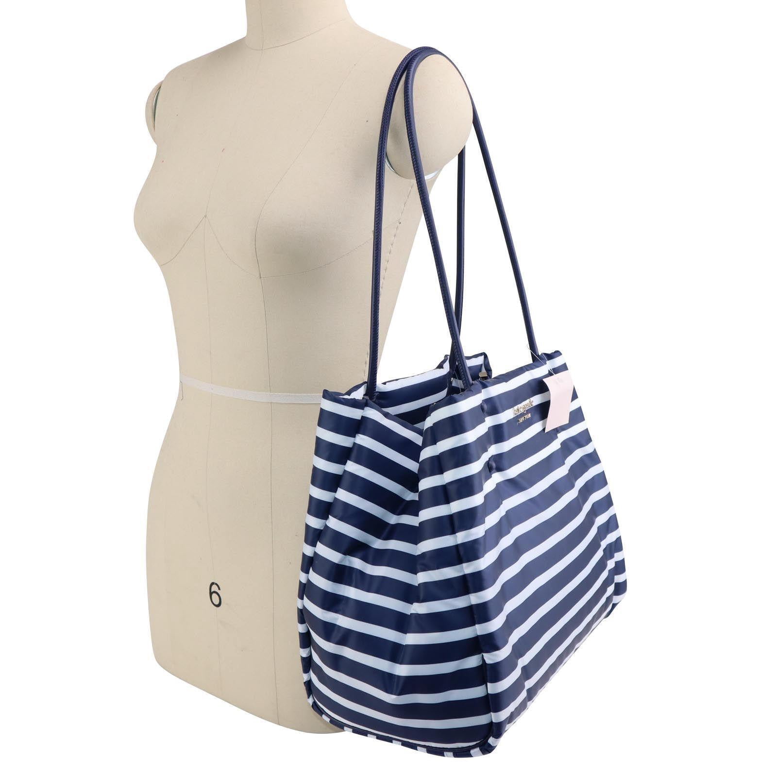 NWT Kate Spade EVERYTHING PUFFY STRIPE Large Tote Navy Stripe