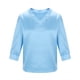 thumbnail image 5 of Top informal de poliéster con cuello en V y manga tres cuartos para niña, de color liso y a la moda para niña, 5 of 7