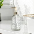 thumbnail image 5 of 450ML Textured Glass Lotion Dispenser, Large 450ML Glass Lotion Dispenser, Press Cosmetic Jar, Elegant Container for Bathroom Hand Soap Kitchen Liquid Refill, 5 of 6