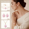 thumbnail image 5 of Linawe Pink Crystal Necklace, Rose Gold Chain Imitation Diamond Pendant Cubic Zirconia Birthstone Rhinestone Teardrop Necklace, Preppy Bridal Wedding Bride Boho Jewelry, 5 of 6