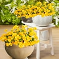 thumbnail image 5 of Summercome Artificial Hibiscus Flowers 19" Faux Impatiens Outdoor Planters Yellow Artificial Tropical Flowers Realistic UV Resistant Silk Flowers for Outside Front Porch Spring Summer Decor, 5 of 7