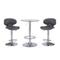 thumbnail image 6 of Agnes 3-Piece Metal and Glass Pub Table Set, Black Faux Leather, 6 of 8