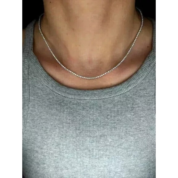 6Ct Round Lab Created Diamond Women's Tennis Necklace 14K White Gold Plated 18 "
