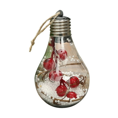 

Christmas Tree Hanging Bulb Globe with Hanging Rope Christmas DIY LED Light Bulb Christmas Tree Hanging Pendant Decoration for Christmas Winter Home Holiday Party Gift