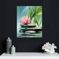 thumbnail image 5 of EastSmooth  Bamboo Zen Canvas Wall Art Spa Artwork Vibrant Pink Water Lily Zen Meditation Massage Stones Leaf Pictures Canvas Painting Print for Home Office and Kitchen,Framed, 5 of 5