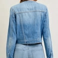 thumbnail image 5 of Women'S Denim Jacket Long Sleeve Button Down Outerwear Chest Pockets Casual Jean Shacket Light Blue XXL, 5 of 6
