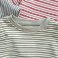 thumbnail image 4 of Cotton Striped Crop Tops Girls Soft Cotton Knit Crew Neck Summer Cute Tees Curved Hem Casual Tshirts (4T, Green), 4 of 5