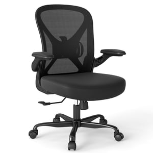 YERAIRR chaise de bureau, chaise de bureau ergonomique avec support Lombaire et accoudoirs réglables, chaise d'ordinateur Mesh Mid Back recréable, chaise inclinable pour le bureau à domicile, noir
