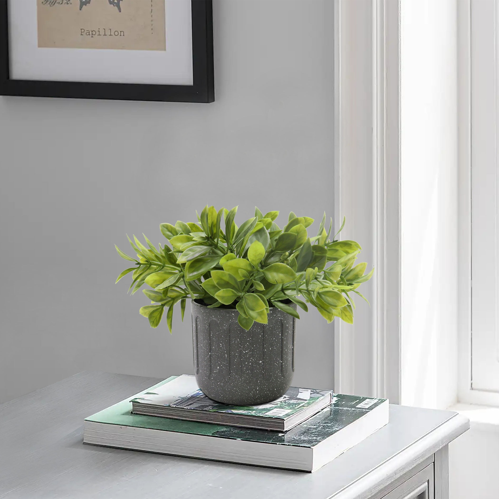 Nature's Mark 7.5”H Artificial Greenery Plant in Gray Plastic Pot