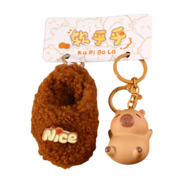 Capybara Keychain Toy realista Capybara Animales de peluche Mochila Mochila Pendiente de automóvil portátil para automóviles para amigos Regalo estilo a
