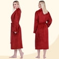 thumbnail image 4 of PAVILIA Dark Red Women Robe Fleece Plush Soft, Fluffy Fuzzy Cozy Warm Lightweight Bathrobe, Shower Spa House Long Robe for Women, S/M, 4 of 9