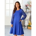 thumbnail image 4 of DARING DIVA Long Sleeve Round Neck Cocktail Dress L Royal Blue, 4 of 7