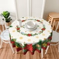 thumbnail image 2 of Christmas Tablecloth 60 Inch, Winter Poinsettia Floral Round Table Cloth, Xmas Snowflake Holly Berry Table Cover for Kitchen Dining Decor, Waterproof Reusable Tablecloths for Holiday Party, 2 of 6