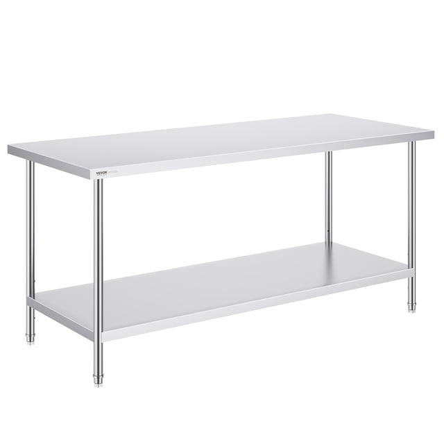 Mesa de preparación VEVOR de acero inoxidable de 30 x 72 x 34 cm con capacidad de 418 kg