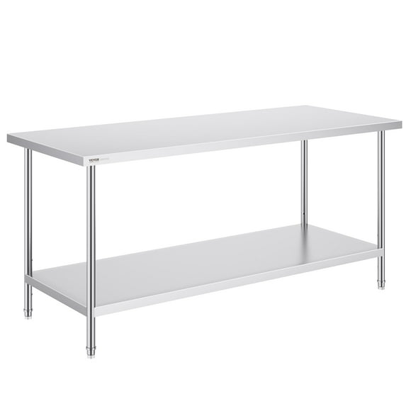 Mesa de preparación VEVOR de acero inoxidable de 30 x 72 x 34 cm con capacidad de 418 kg