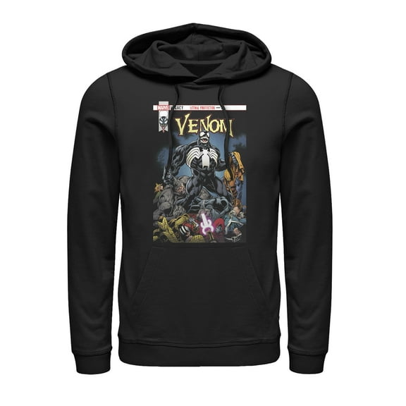 Men's Marvel Venom Lethal Protector Pile Pull Over Hoodie Black Medium