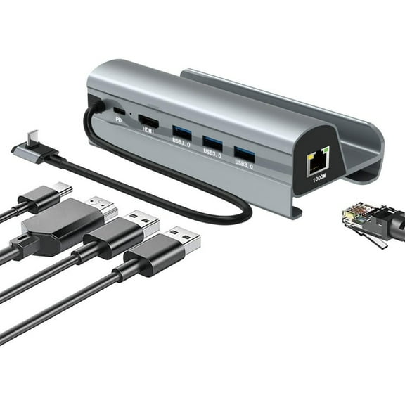 USB C Docking Station for Steam Deck, 6 in 1 Steam Deck Dock with HD 2.0 4K@60Hz, Gigabit Ethernet, 3 USB-A 3.0 and USB-C PD Charging Steam Deck Hub