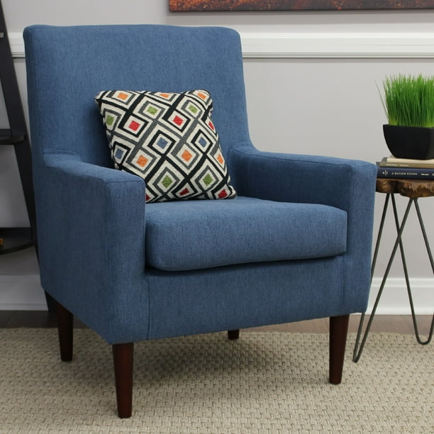 Emma Lounge Chair, Navy Blue Upholstered