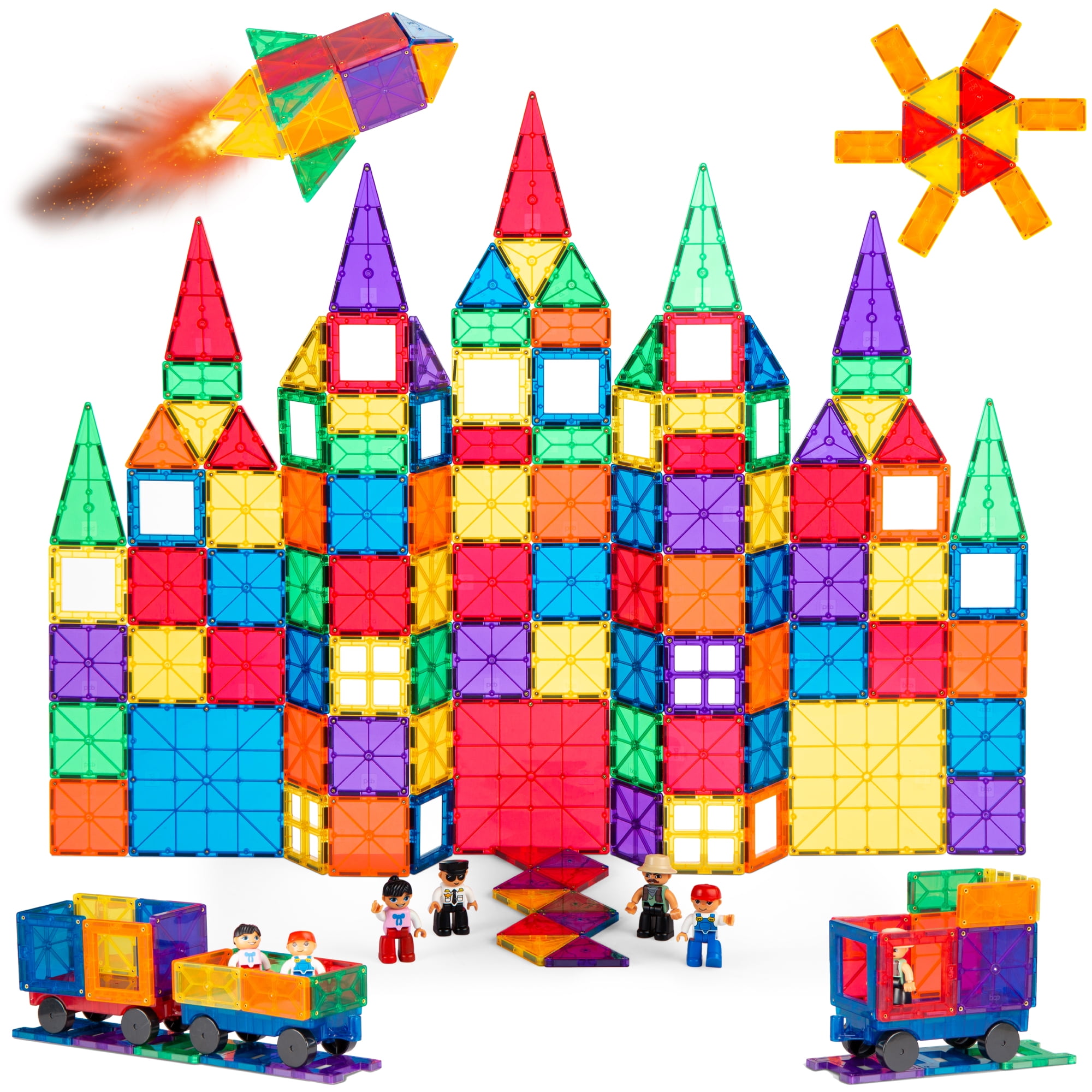 ASOK Magnetic Building Tiles Toy Set for Kids Magnetic Blocks 3D Castle Magnetic Educational Toys Tiles Set for 3 4 5 6 7 Years Old Boys Girls Gifts 176pcs