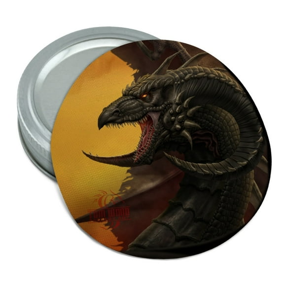 Black Winged Dragon Fantasy Round Rubber Non-Slip Jar Gripper Lid Opener